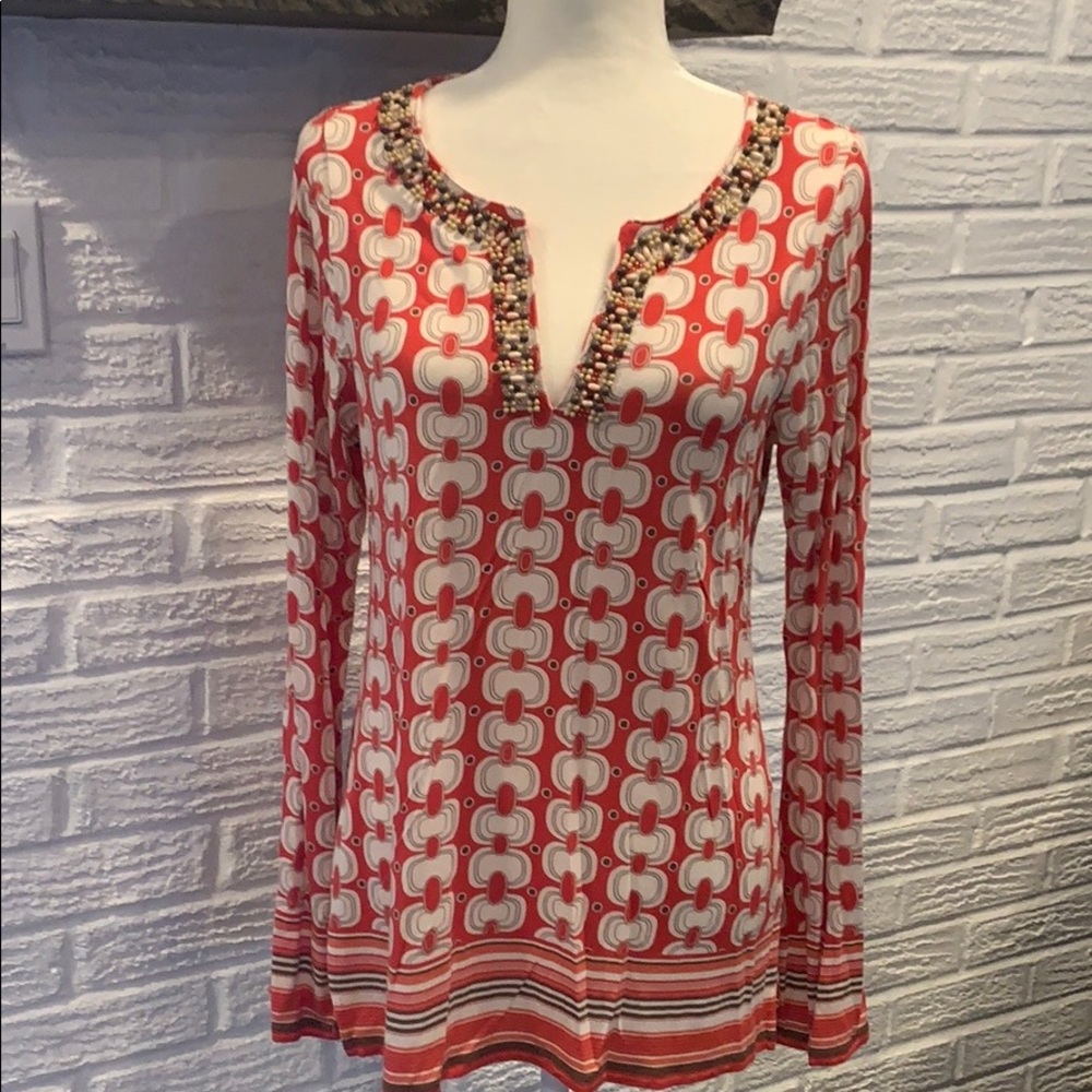 Loft Geometric Embellished Tunic top